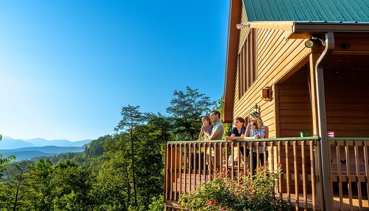 Family enjoying amazing mountain views on long weekend getaway in Pigeon Forge