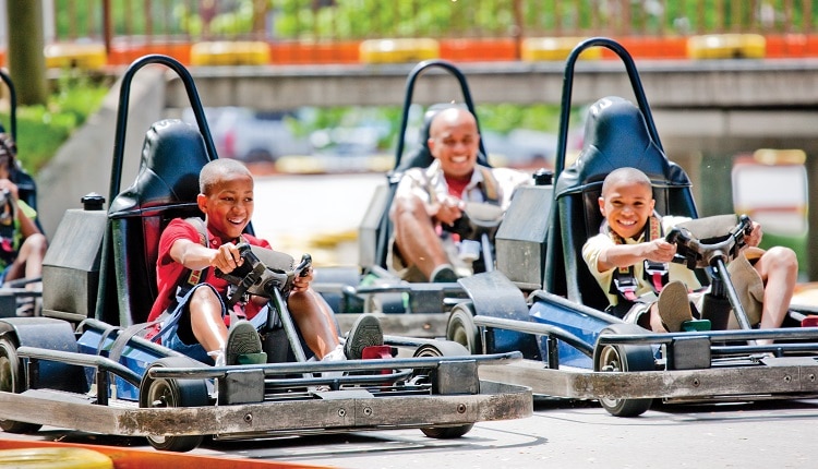 Kids Riding Go-Karts at The Track in Pigeon Forge