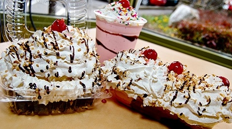 banana nut split at the old mill creamery pigeon forge