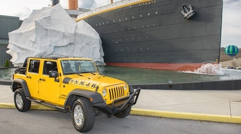 yellow jeep by titanic in pigeon forge tn