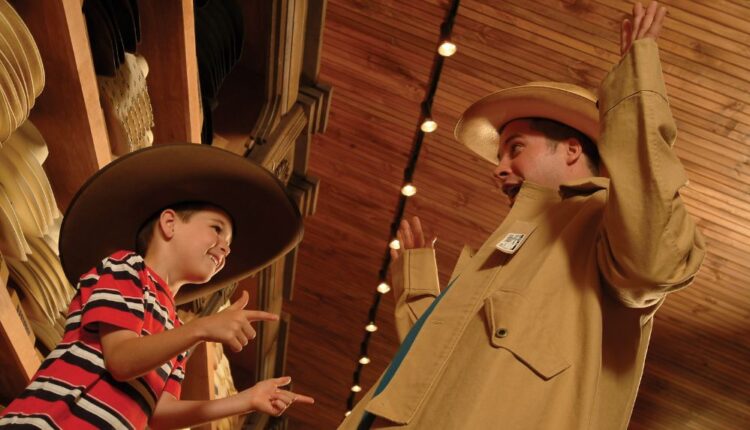 Try on a pair of cowboy boots at Stages West.