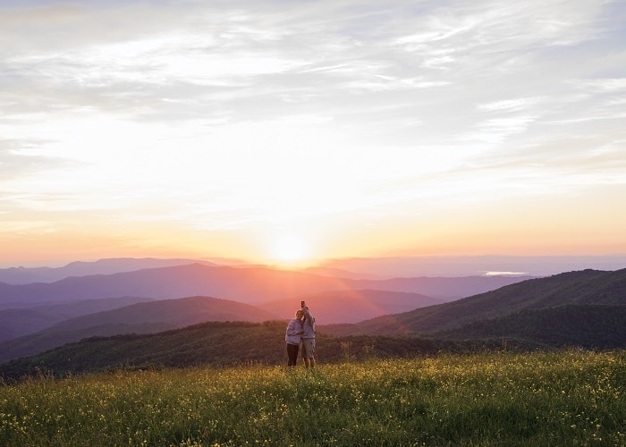 Couple Enjoying Fall in Great Smoky Mountains National Park