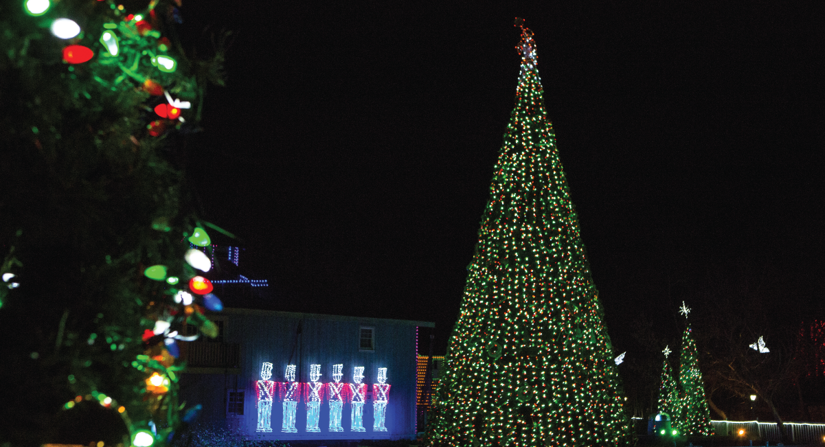 Christmas tree light show at dollywood