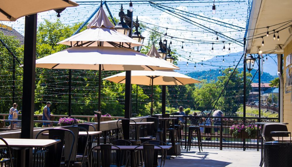 Sip wine on the patio at Mill Bridge Hard Cider Company