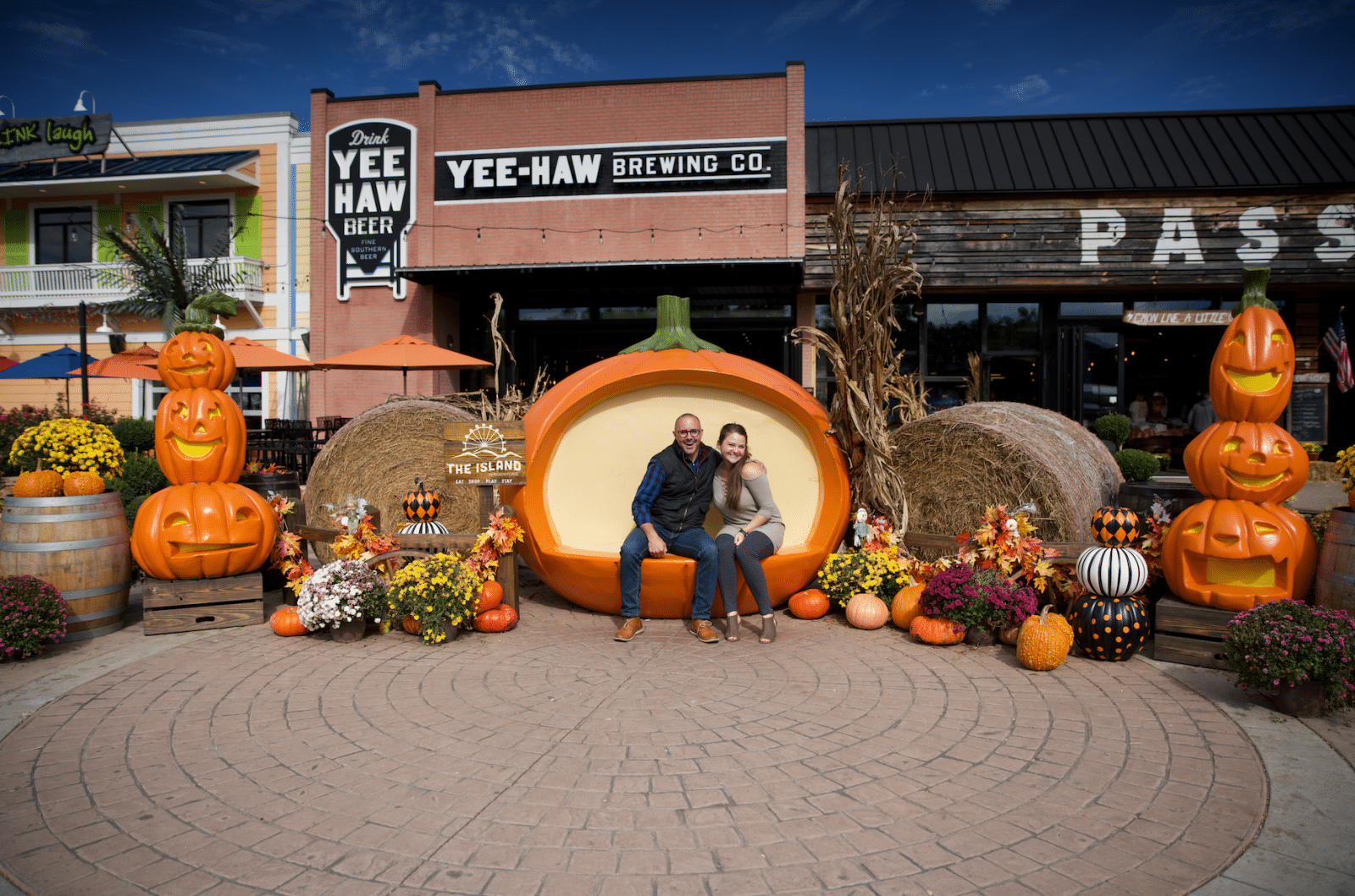 Couple at The Island in Pigeon Forge During Fall