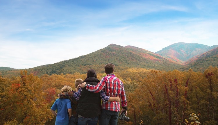 Family Viewing Fall Foliage in Pigeon Forge