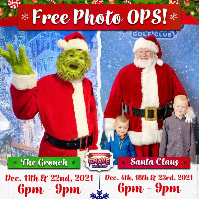 Crave pictures with Santa and The Grouch