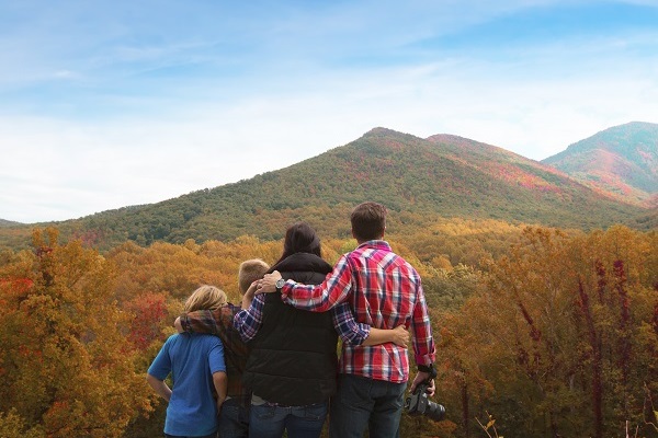 Family Enjoying the Fall Colors in Pigeon Forge and the Smoky Mountains