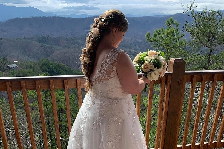 Bride at Honeymoon Cabin in Pigeon Forge Tennessee