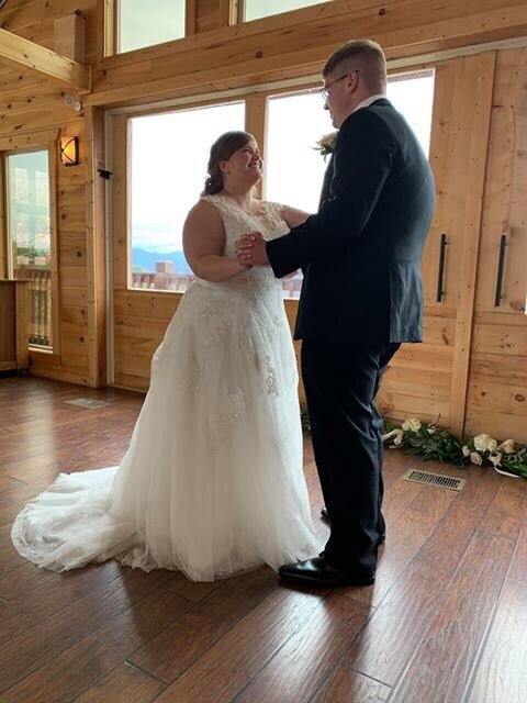 Newlyweds Dancing in Honeymoon Cabin in Pigeon Forge Tennessee