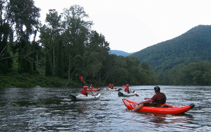 Guided kayaking tour on Pigeon River