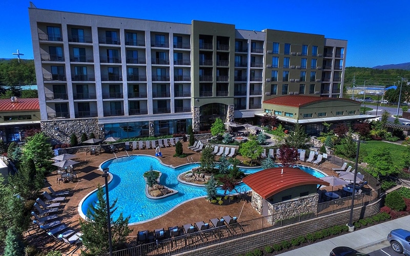 Courtyard aerial of pool