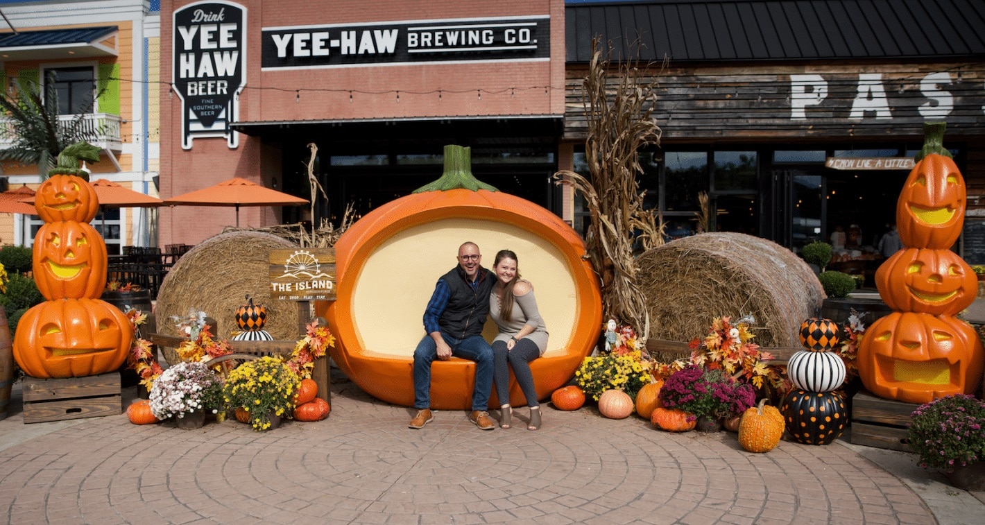 Couple Enjoying Fall Activities at The Island in Pigeon Forge
