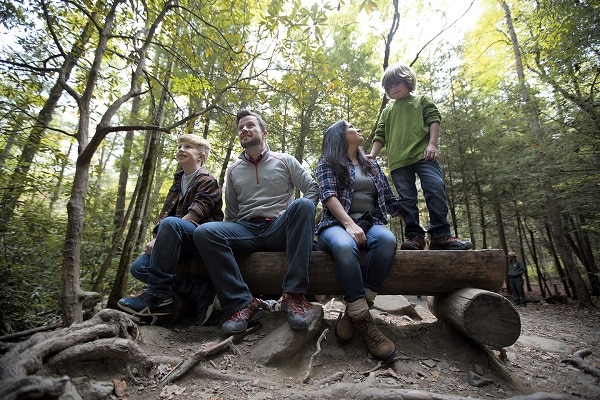 Family Exploring Great Smoky Mountains National Park