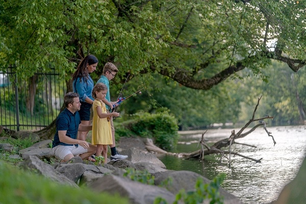 Family fishing on the Little Pigeon River