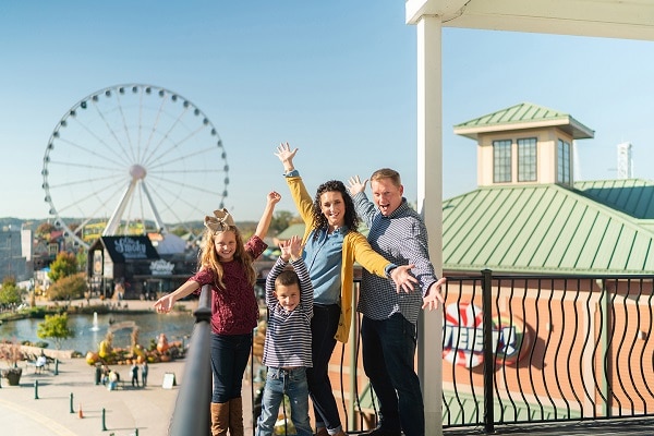 Take family photos at The Island in Pigeon Forge during spring break