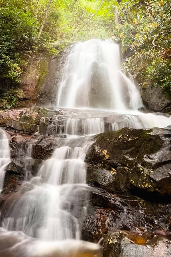 Capture stunning pictures in front of the two-story waterfall at Laurel Falls