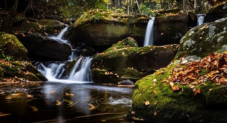 Autumn waterfalls along Middle Prong Trail - Upper Tremont Road in GSMNP