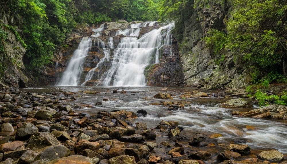 Capture stunning pictures in front of the two-story waterfall at Laurel Falls