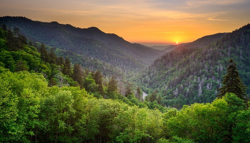 Sunset at Newfound Gap Road in Great Smoky Mountains National Park