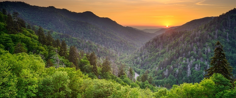 Sunset at Newfound Gap Road in Great Smoky Mountains National Park