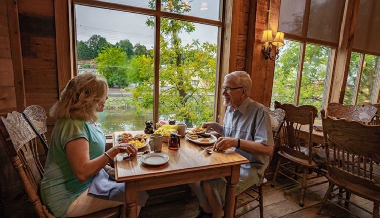 Couple having breakfast at The Old Mill Restaurant