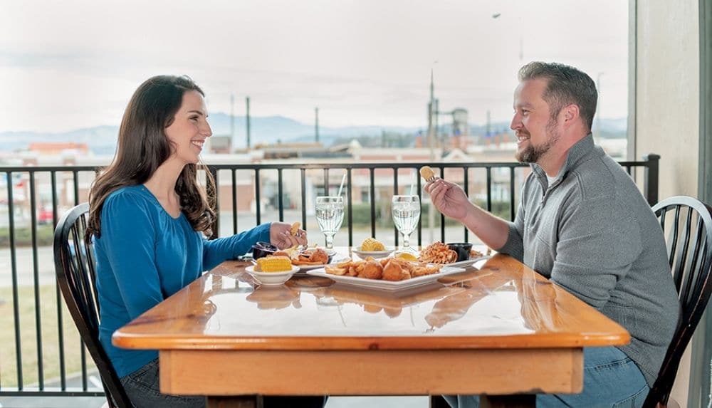 Couple having lunch at Harpoon Harrys