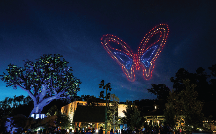 image of butterfly display at Dollywood's Smoky Mountain Celebration at Pigeon Forge