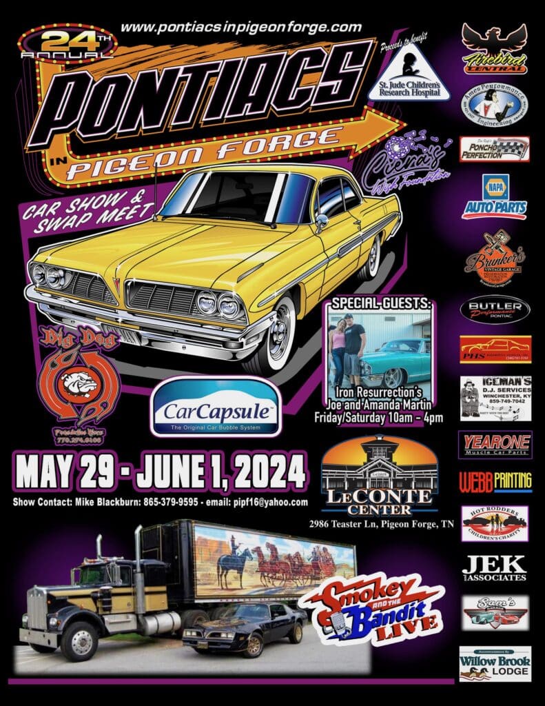 Pontiacs in Pigeon Classic Car Show at LeConte Center