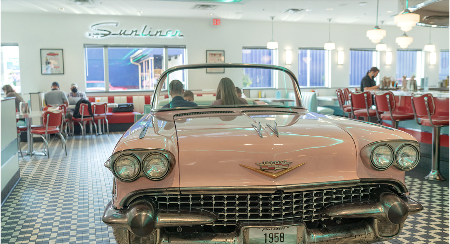 car booth at sunliner diner in pigeon forge tn