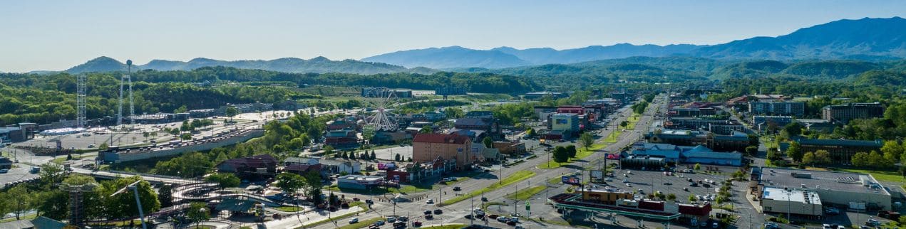 Aerial view of Pigeon Forge, Tennessee