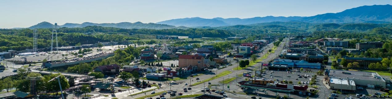 View of Pigeon Forge and the Smoky Mountains