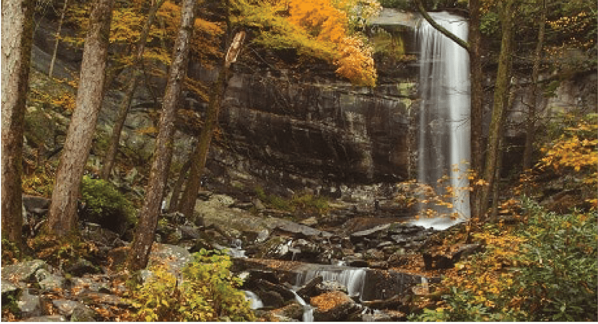 image of rainbow falls waterfall in the fall