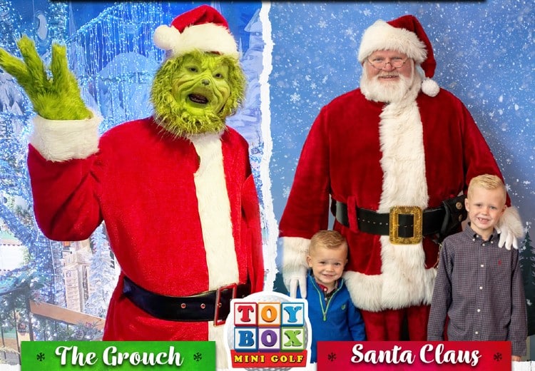 Santa and Grouch at Toy Box Mini Golf