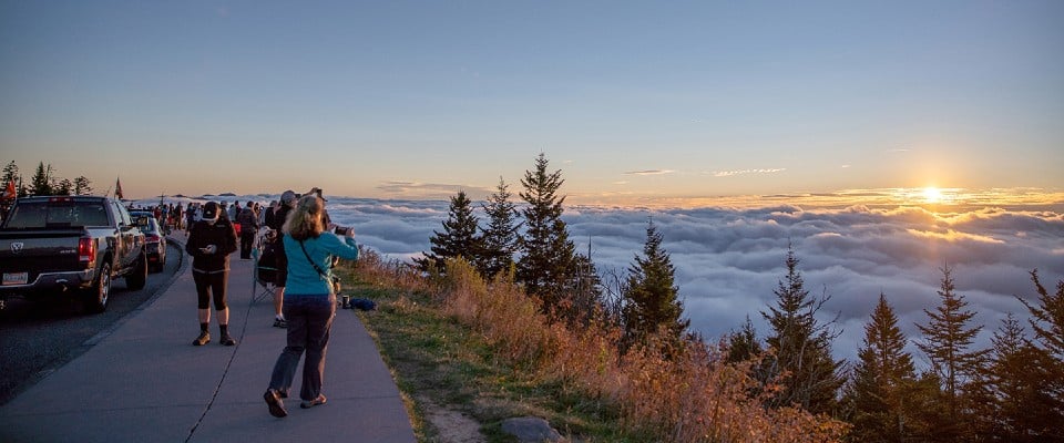 Park and take in the views at Clingmans Dome in the Smoky Mountains