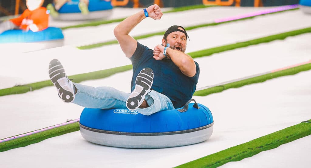 Adult snow tubing at Pigeon Forge Snow