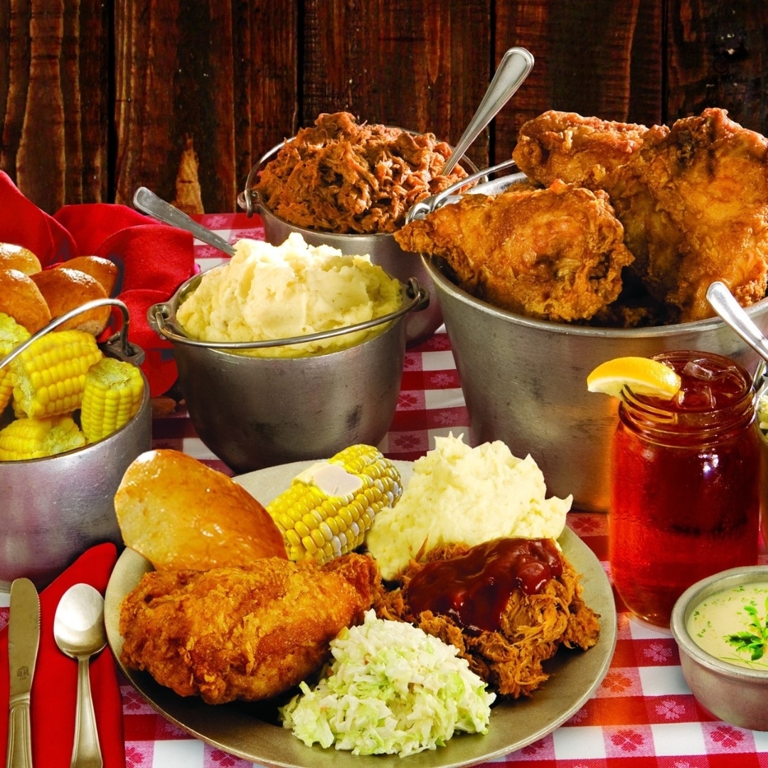 basket of food from Hatfield and McCoy Dinner Feud