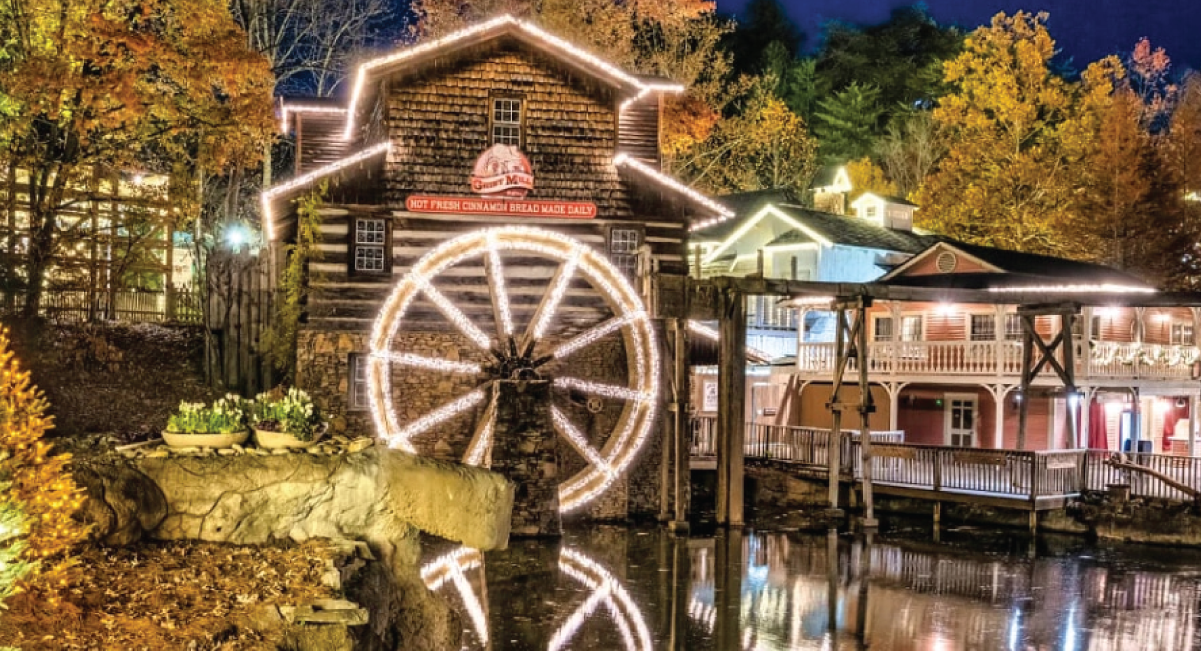 Visit local shops and see christmas lights at The Old Mill