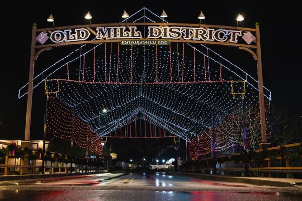Old Mill Square Bridge Winterfest Holiday Lights in Pigeon Forge