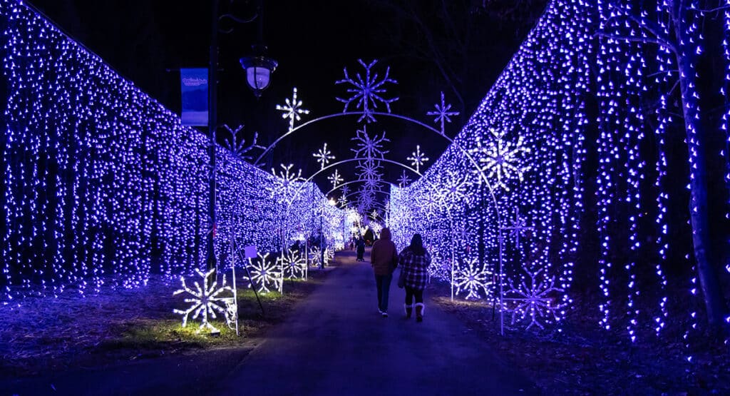 Holiday lights on the Winterfest Wonders of Light Walking Trail