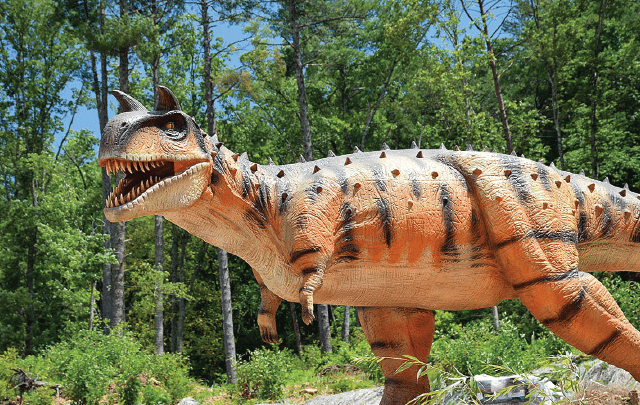 image of life-sized dinosaur at Jurassic Tymes Mini Golf