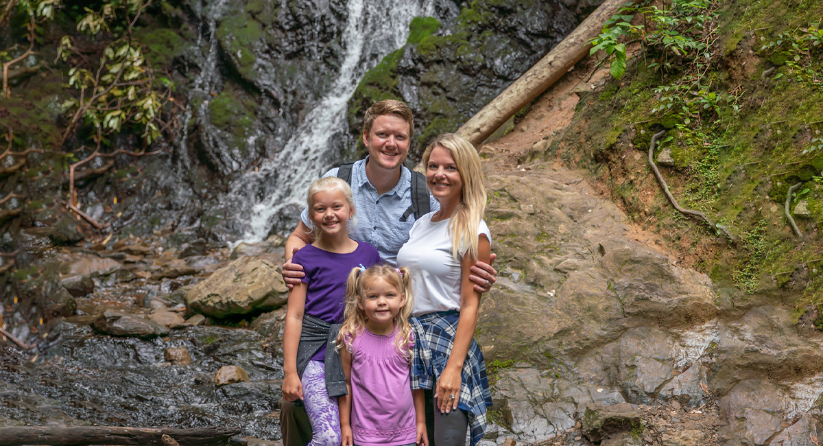 Take photos by waterfalls in Great Smoky Mountains National Park