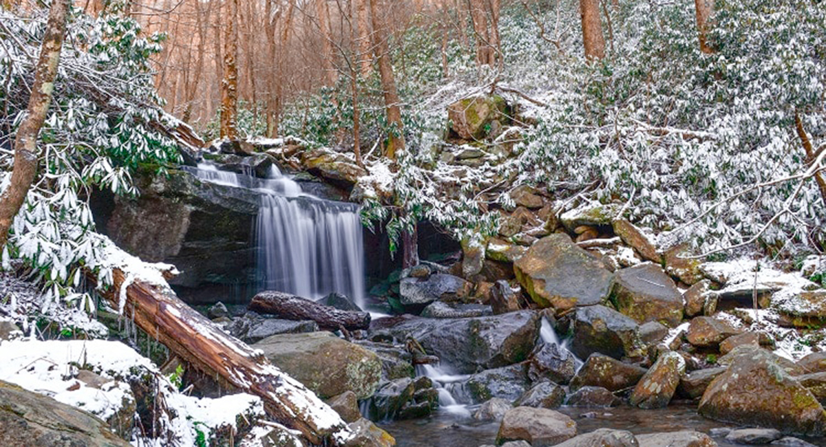 rainbow falls - smoky mountains winter