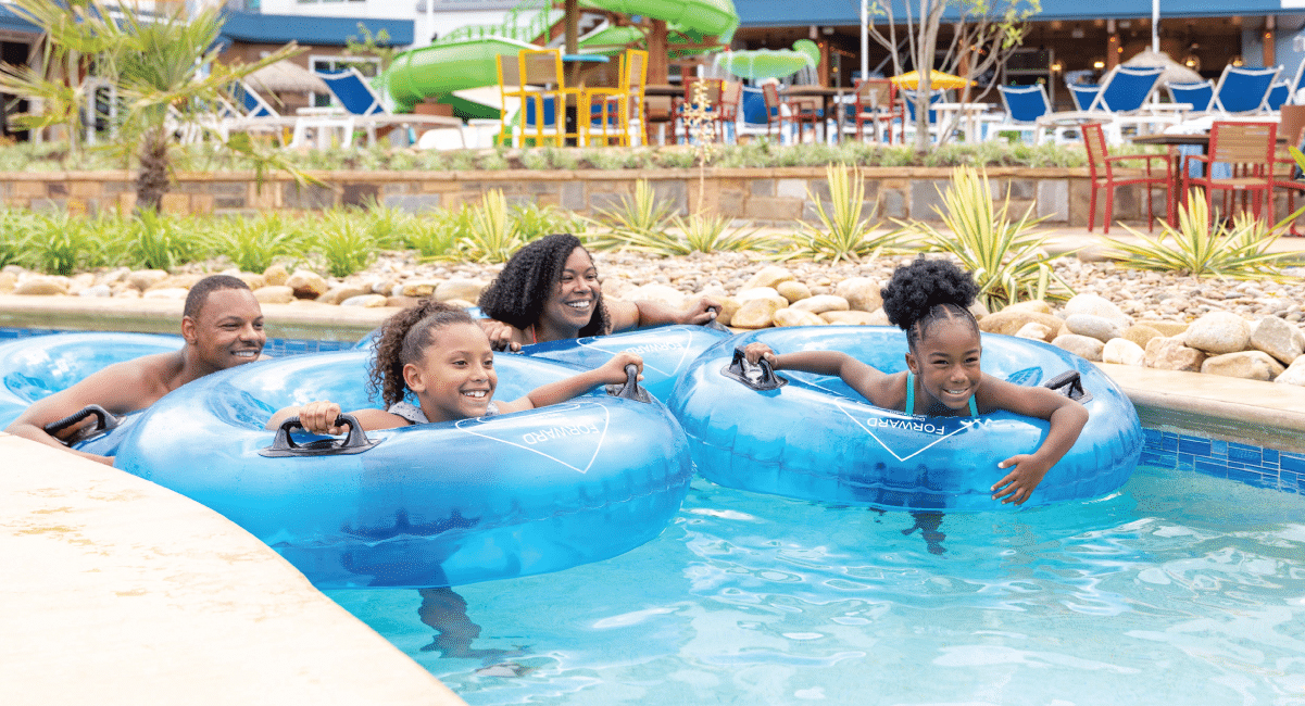 float down a lazy river at Pigeon Forge hotels with pools and water features