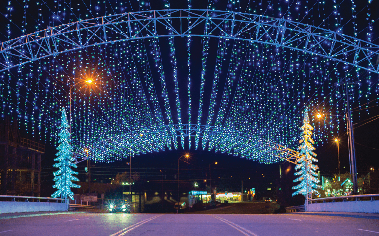 Winterfest holiday lights at Old Mill Bridge