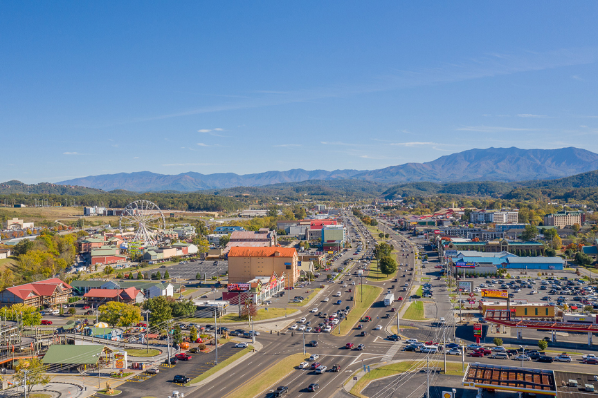 The parkway in Pigeon Forge TN