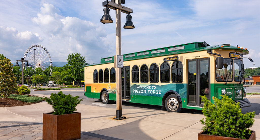 Pigeon Forge Mass Transit trolleys