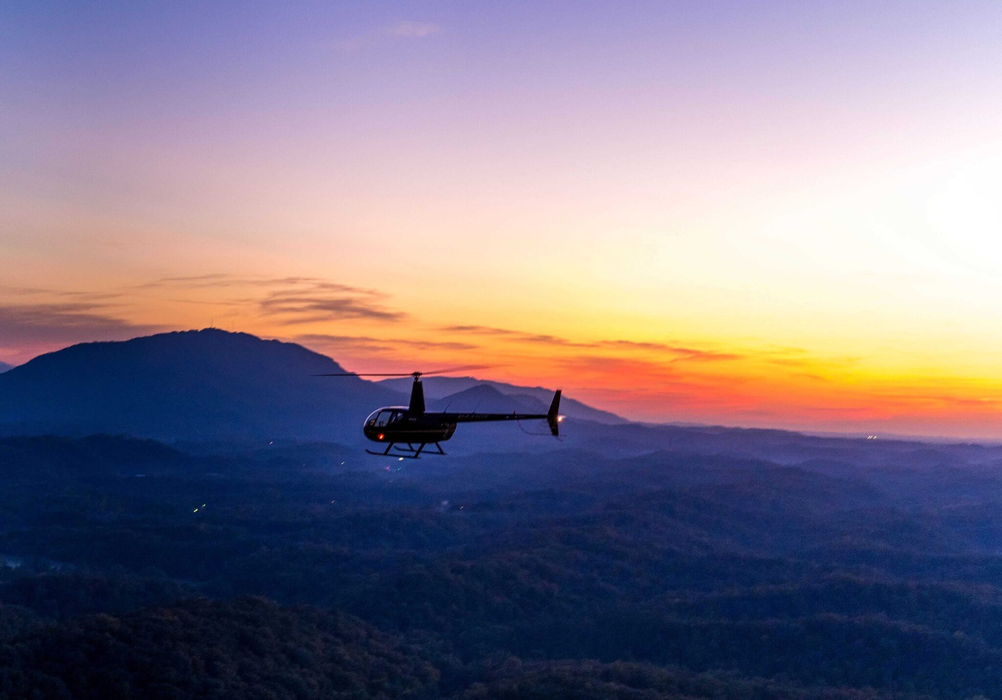 Sunset views seen on Scenic Helicopter Tours